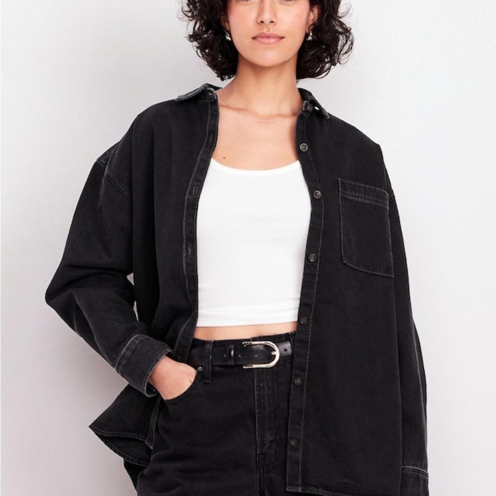 Old Navy Black Button Down Boyfriend Shirt